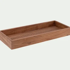 Plateau décoratif en bois de manguier 18x40cm - bois foncé