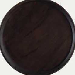 Plateau décoratif rond en bois de manguier D20,5cm - bois foncé