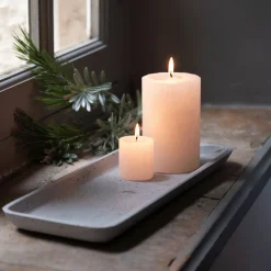 Plateau rectangulaire effet béton en polystone - gris 13,5x36cm