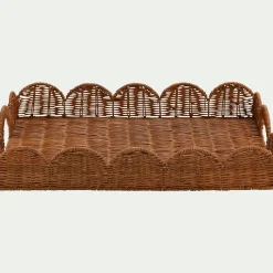 Plateau rectangulaire en rotin L46cm - marron