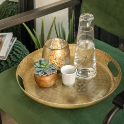 Plateau rond en aluminium D40cm - doré