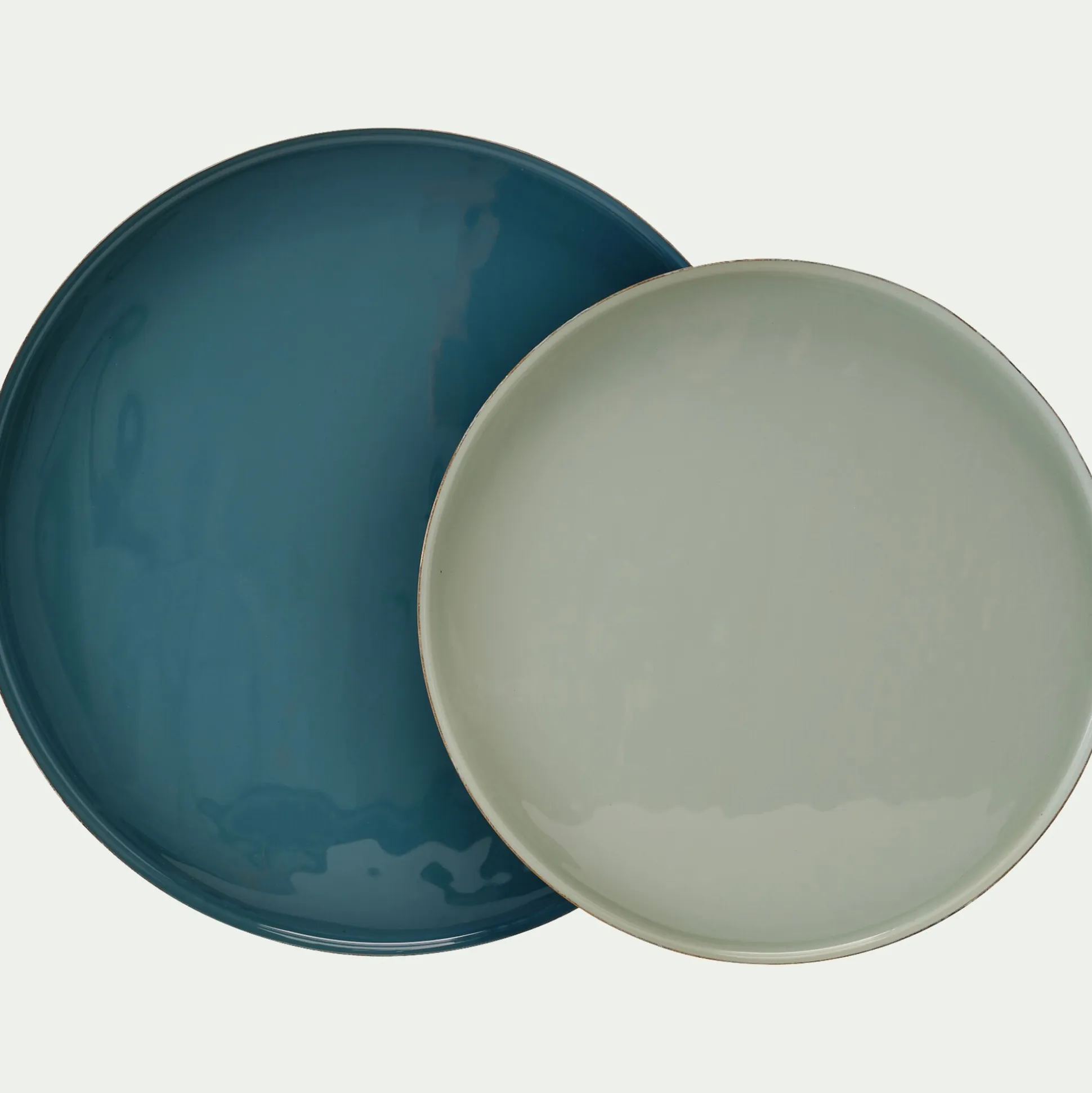 Plateau rond en fer - vert olivier D25cm