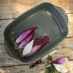 Plat à four en céramique L42,5cm - vert cèdre