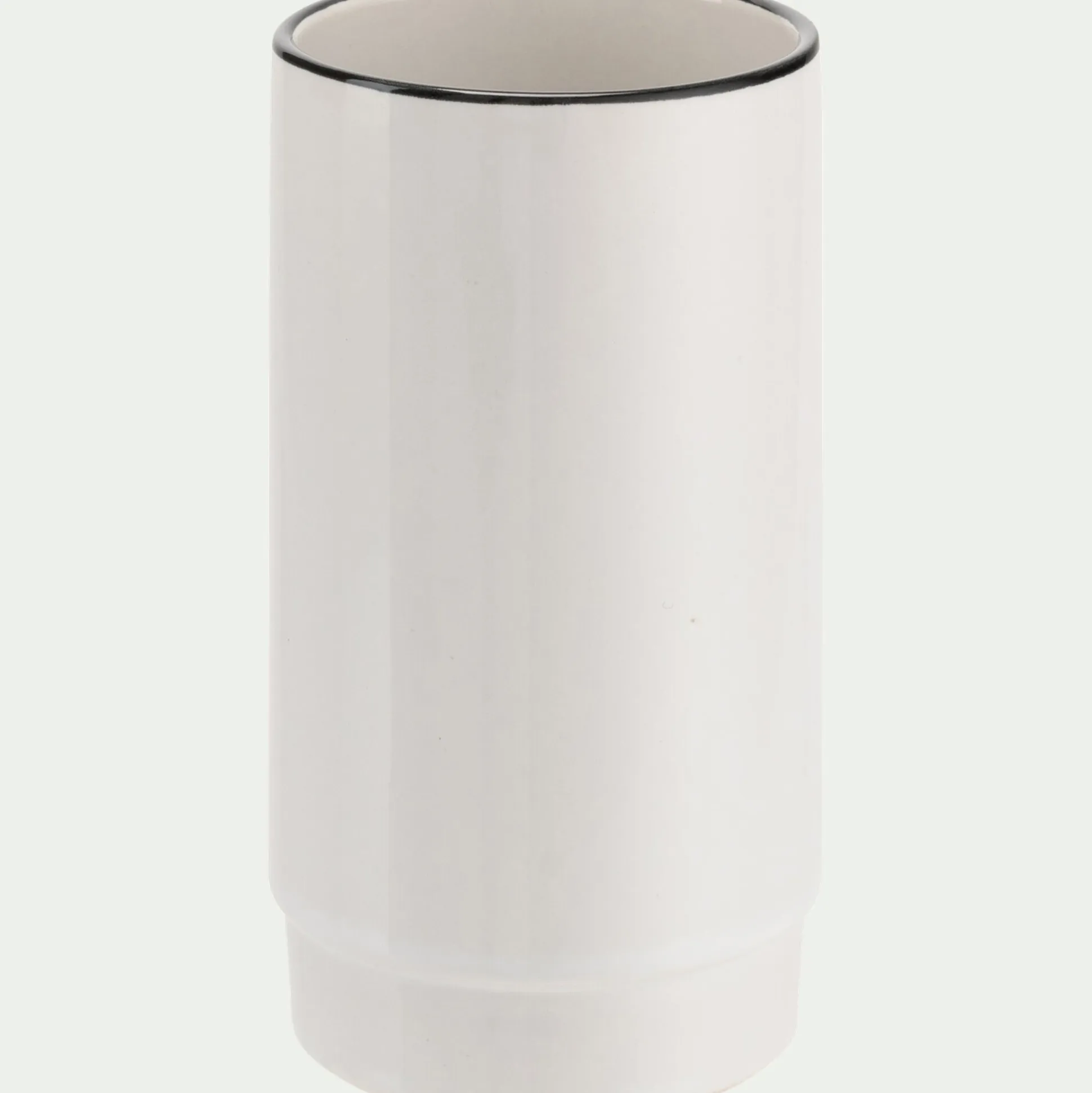 Porte brosse à dent en grès - blanc H11,4cm