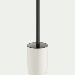 Porte-brosse et brosse WC en grès - blanc