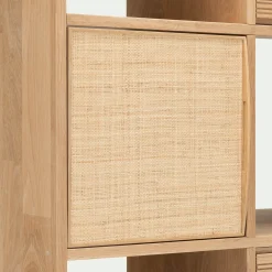 Porte en chêne et raphia avec fond - bois clair