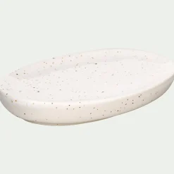 Porte savon en céramique mouchetée - blanc ventoux