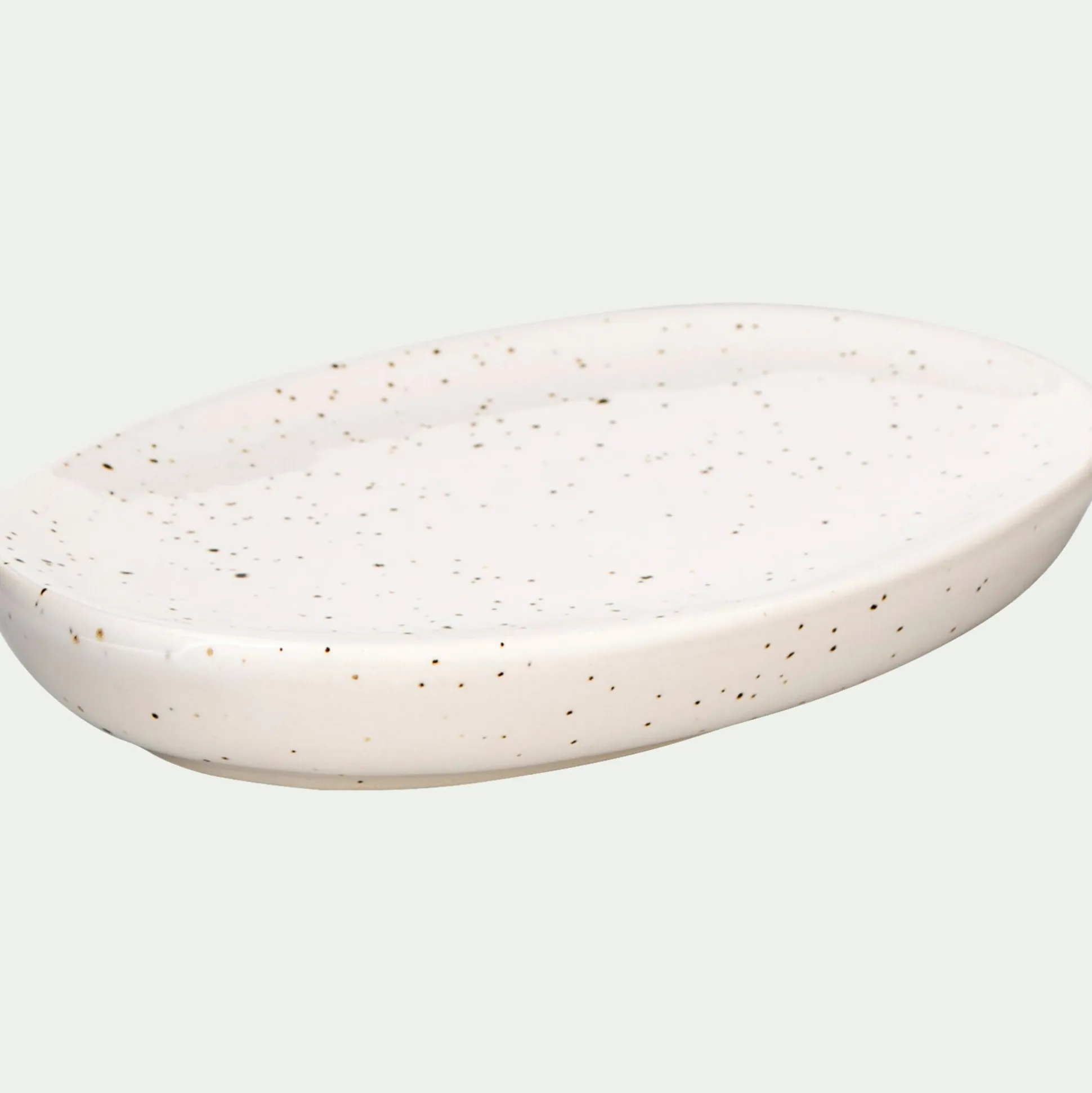 Porte savon en céramique mouchetée - blanc ventoux