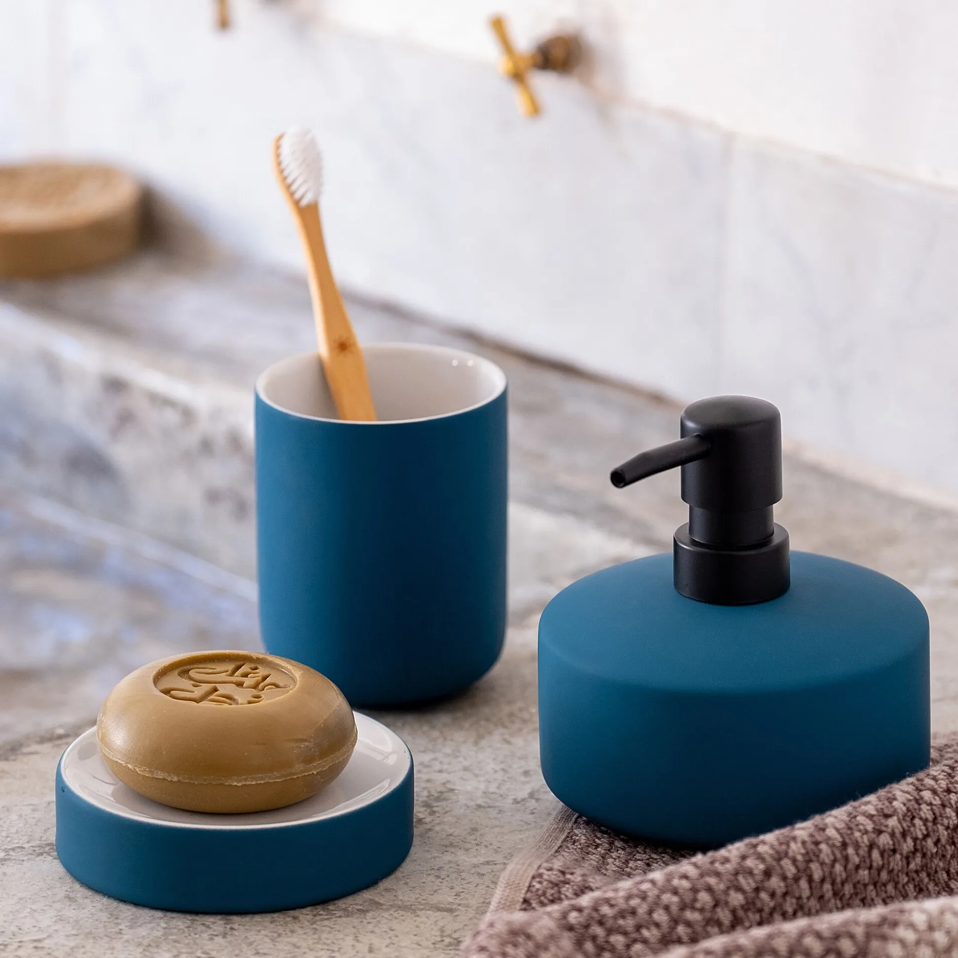 Porte-savon en grès - bleu figuerolles