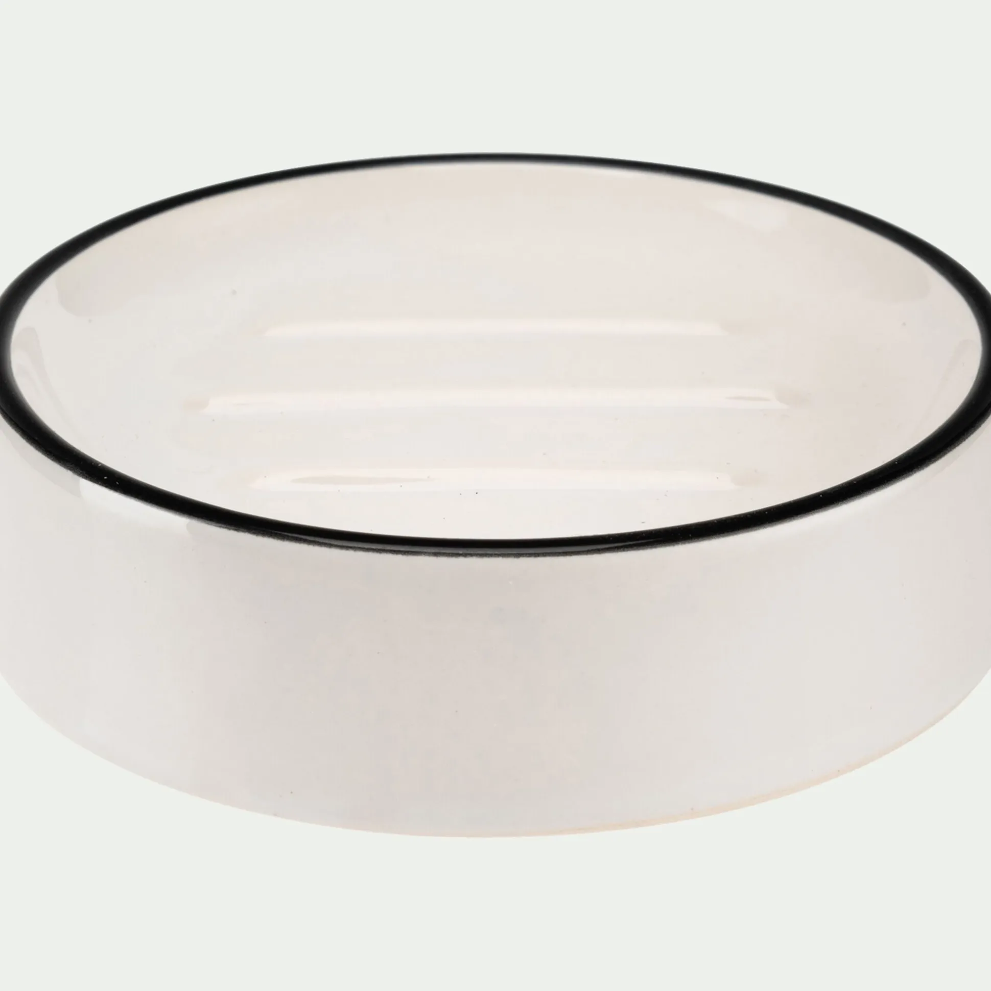Porte savon rond en grès - blanc D12cm