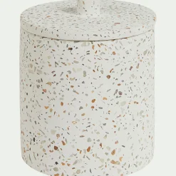 Pot à coton en terrazzo H12,5cm - blanc