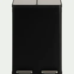 Poubelle de tri double en plastique 2x30L - noir