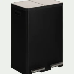 Poubelle de tri double en plastique 2x30L - noir