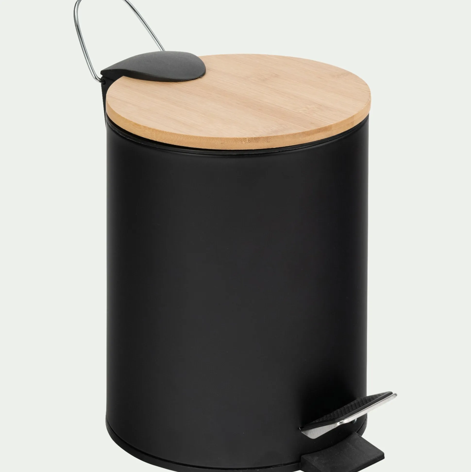 Poubelle en métal et bambou 2,5L - noir