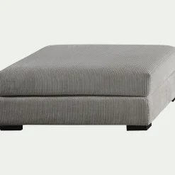 Pouf carré en velours côtelé Azores - gris borie