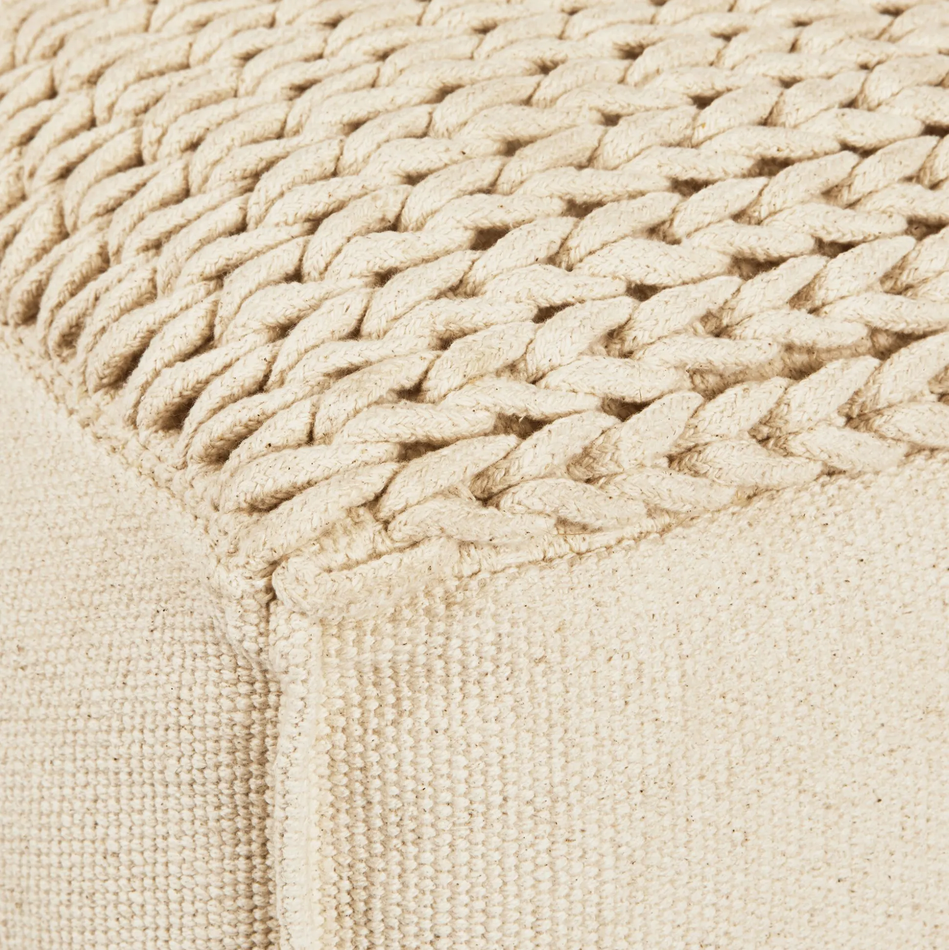 Pouf cubique en coton - beige D50xH28cm