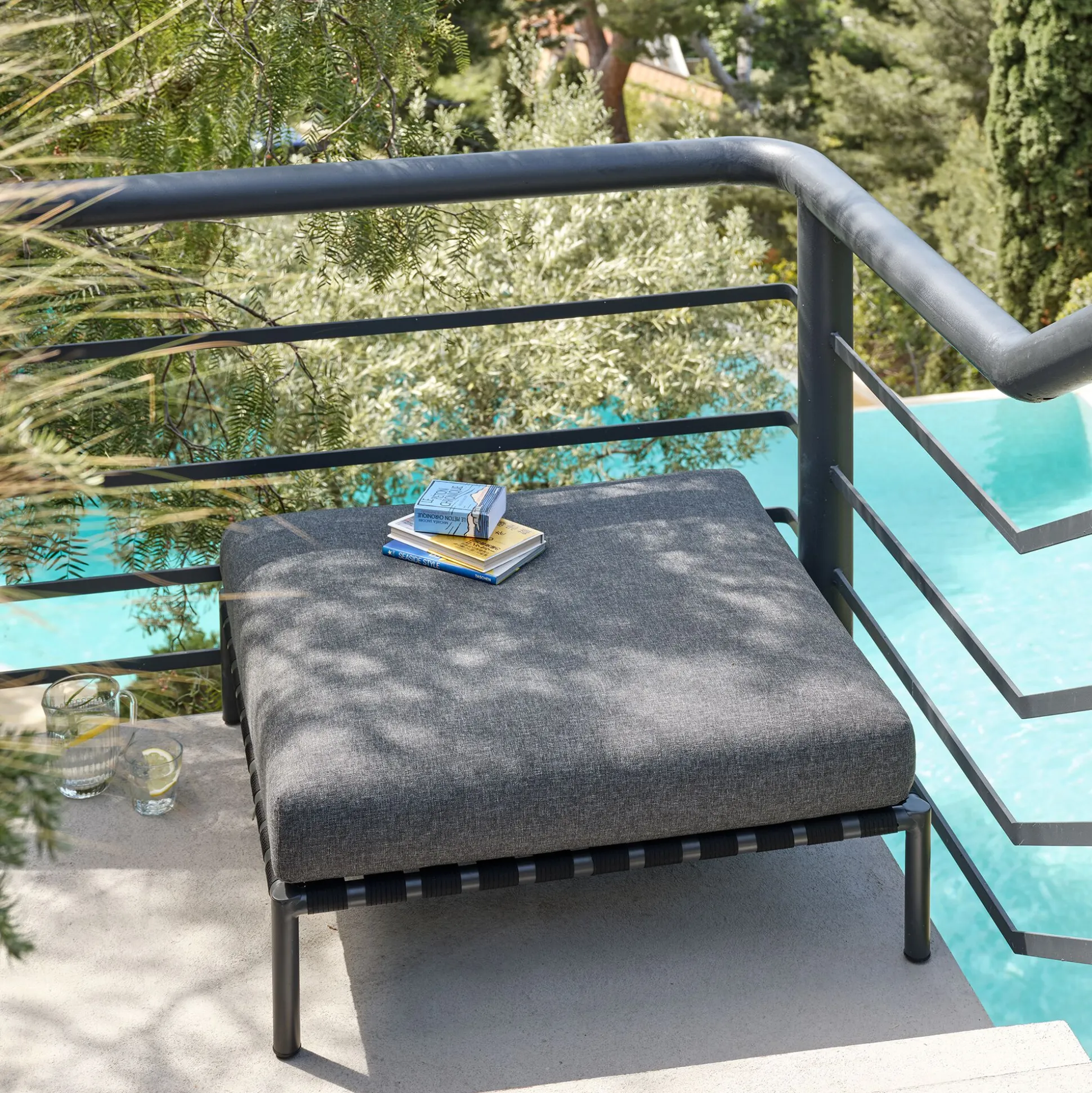Pouf de jardin en aluminium - gris anthracite