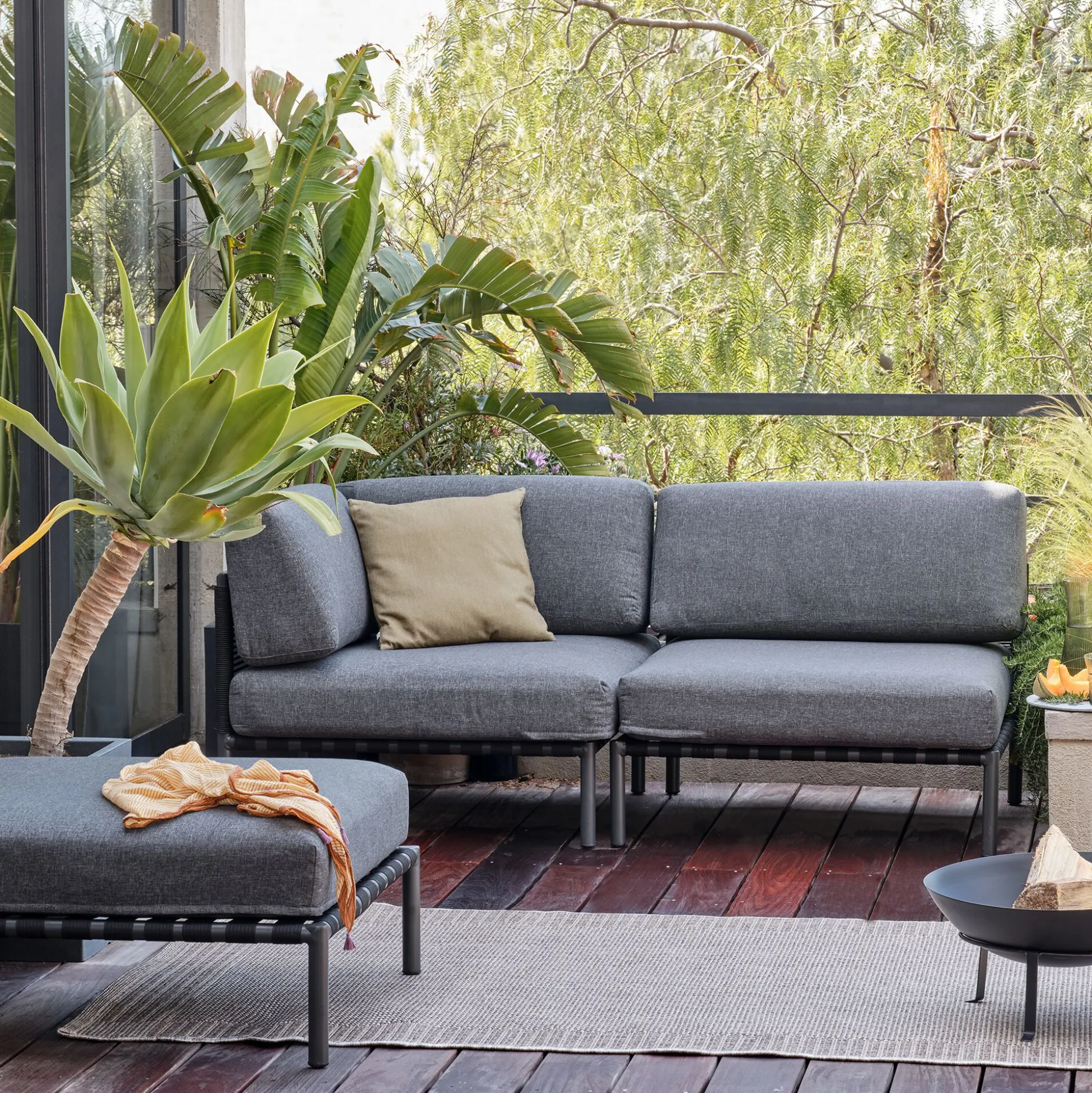 Pouf de jardin en aluminium - gris anthracite