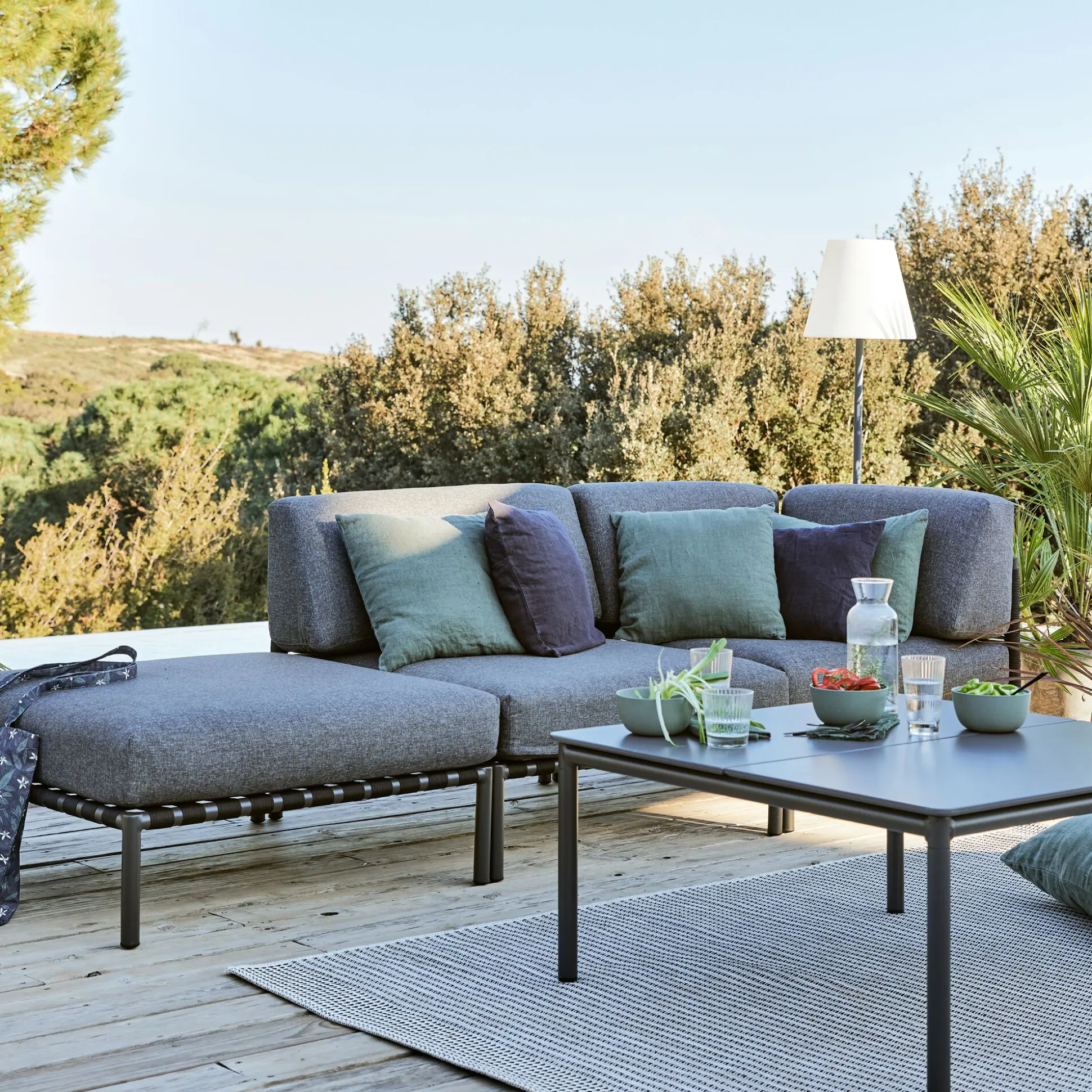 Pouf de jardin en aluminium - gris anthracite