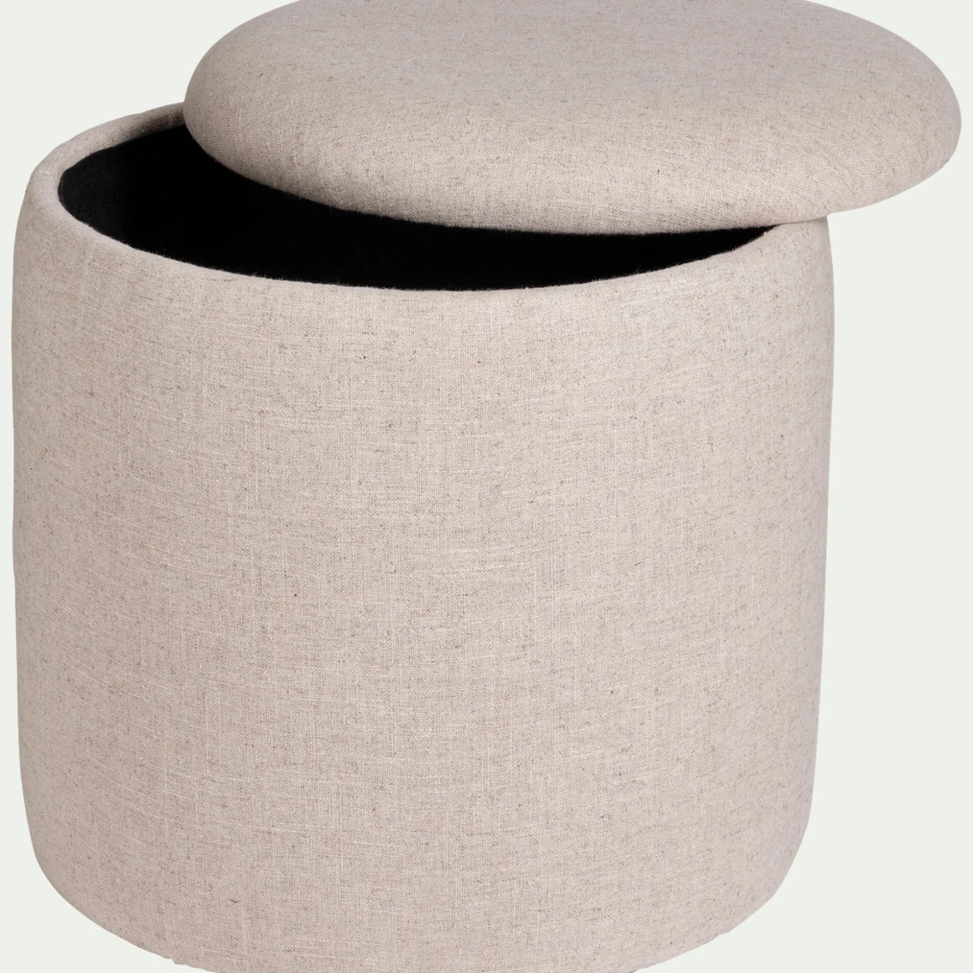 Pouf en tissu avec coffre de rangement - beige roucas H43cm