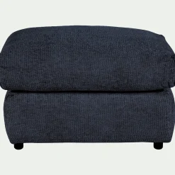 Pouf en tissu chenille - bleu marine