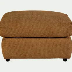 Pouf en tissu chenille - jaune argan