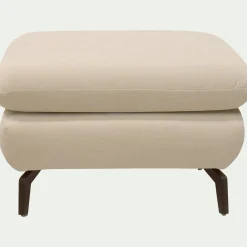 Pouf en tissu doux tramé - Blanc écru