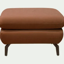 Pouf en tissu doux tramé - brun rustrel