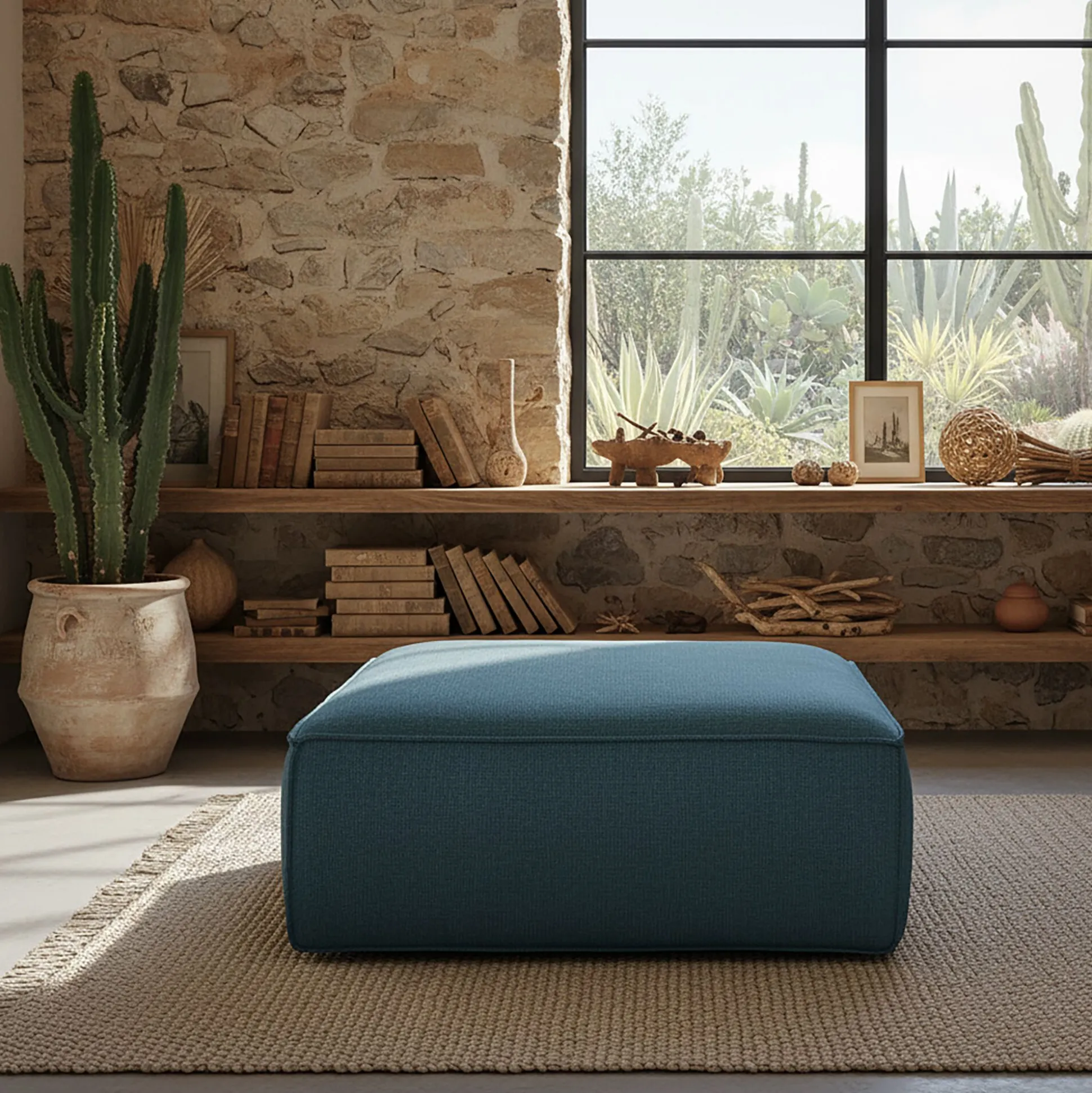 Pouf en tissu genesis - beige roucas