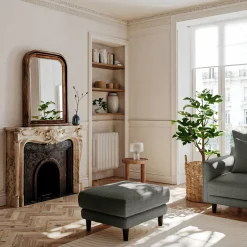 Pouf en tissu joint - gris restanque