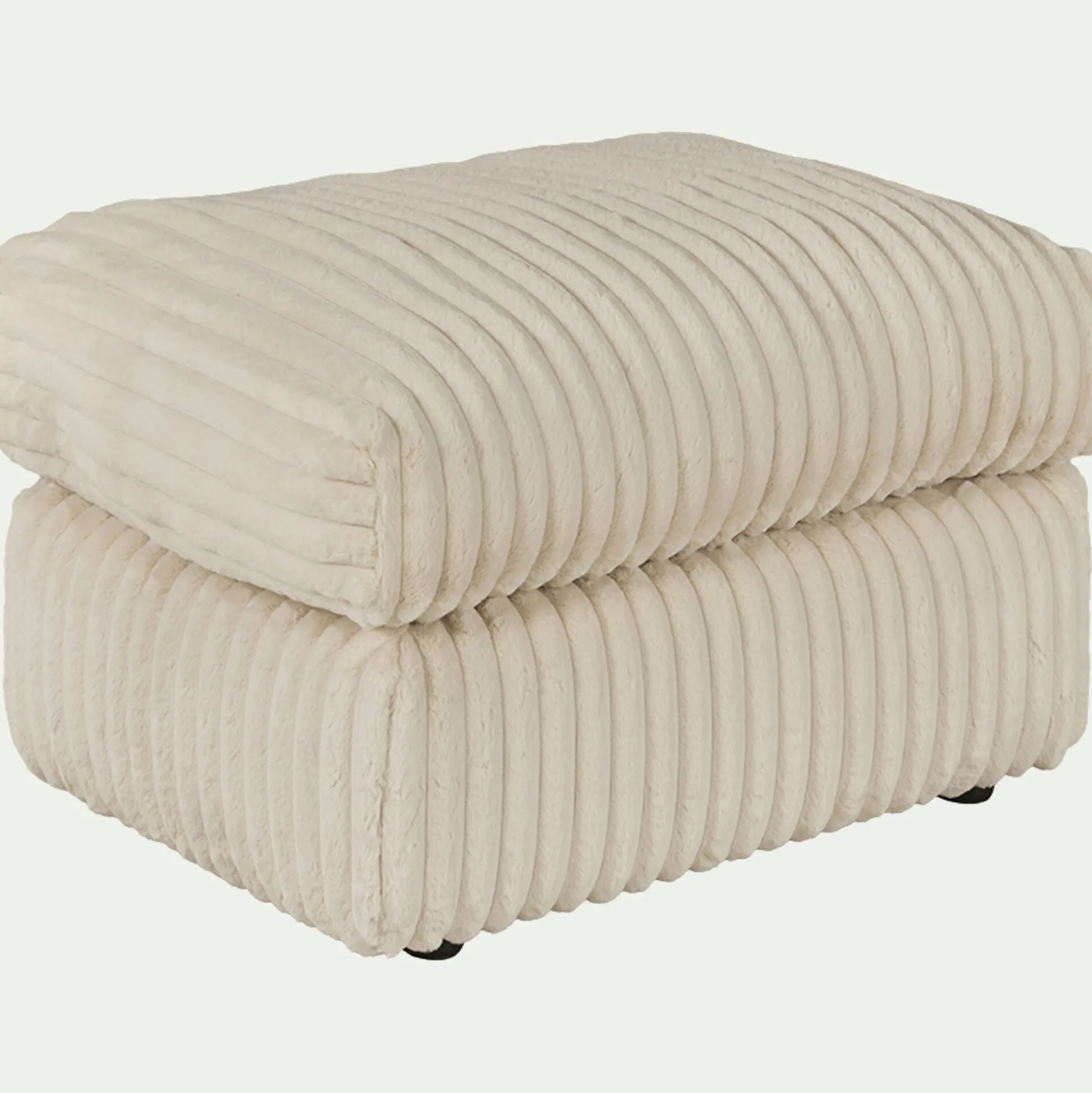 Pouf en velours côtelé Bita - blanc ventoux