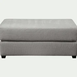 Pouf rectangulaire en velours côtelé Azores - gris borie