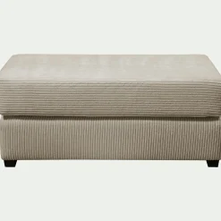 Pouf rectangulaire en velours côtelé Azores - taupe