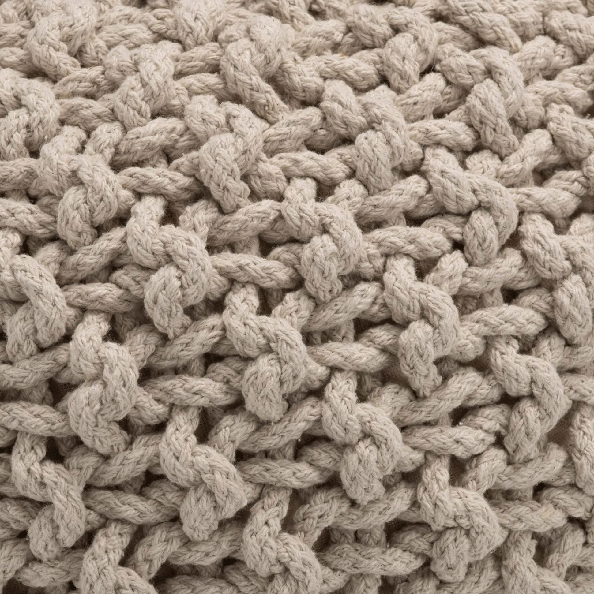 Pouf tressé en coton - beige roucas D50xH30cm