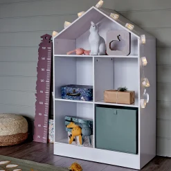 Rangement forme maison 5 cases pour chambre enfant - blanc