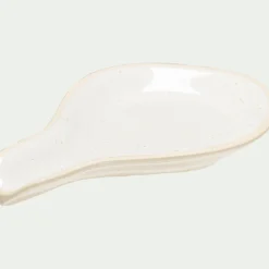 Repose-cuillère en grès L16cm - blanc