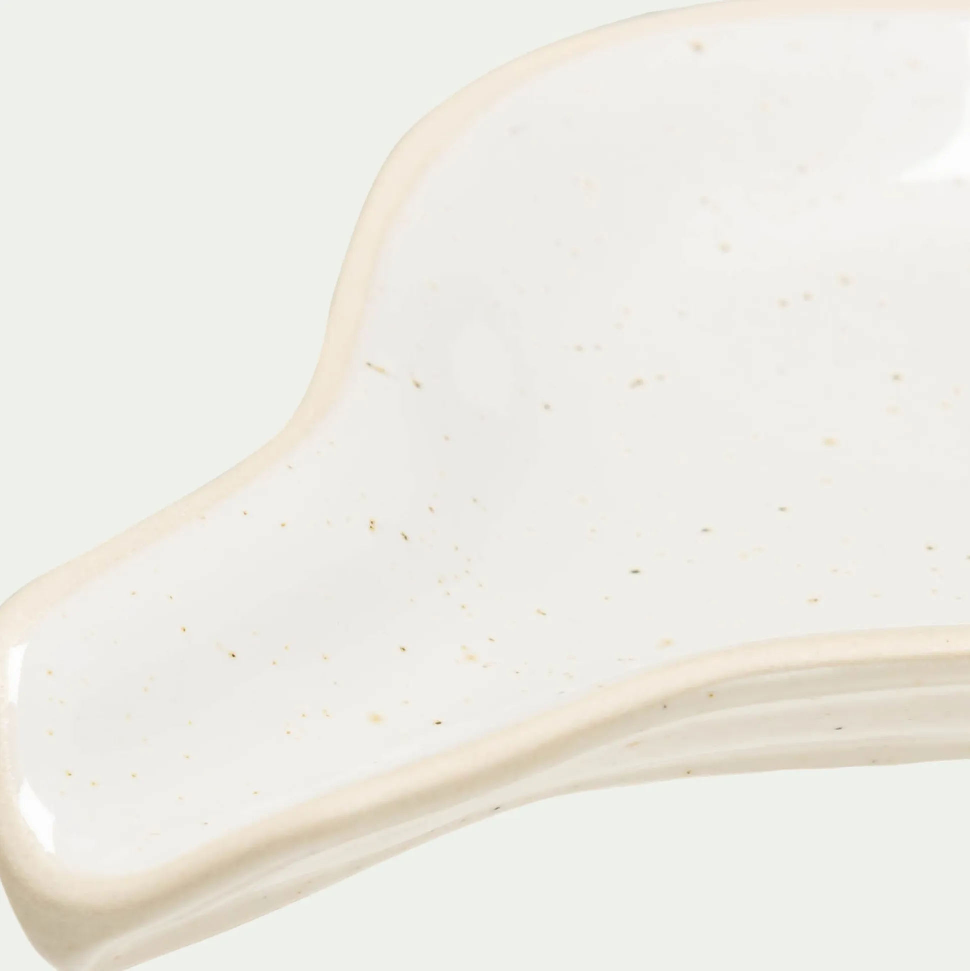Repose-cuillère en grès L16cm - blanc