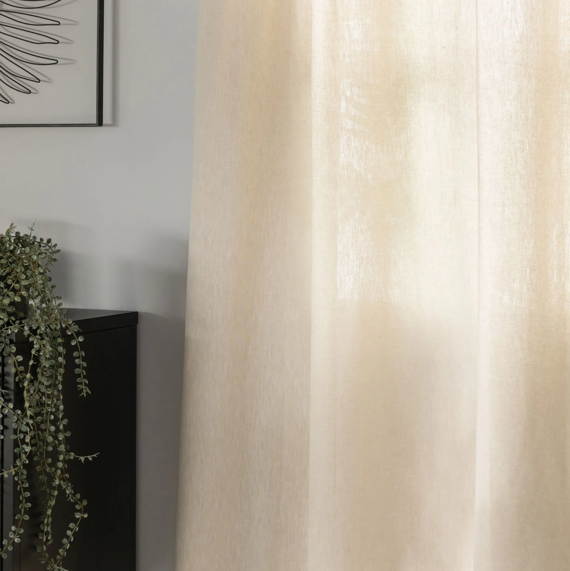 Rideau à œillets en coton finition point de bourdon 140x250cm - beige