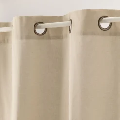 Rideau à œillets en coton finition point de bourdon 140x250cm - beige