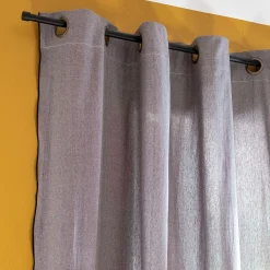Rideau à œillets en coton finition liseré 140x250cm - gris ardoise