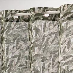 Rideau à œillets en polyester et coton motif Laurier 140x250cm - vert