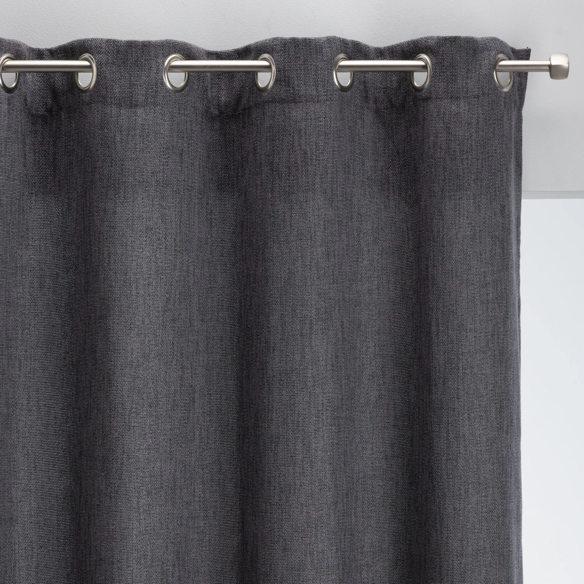 Rideau à œillets en polyester 140x250cm - gris anthracite