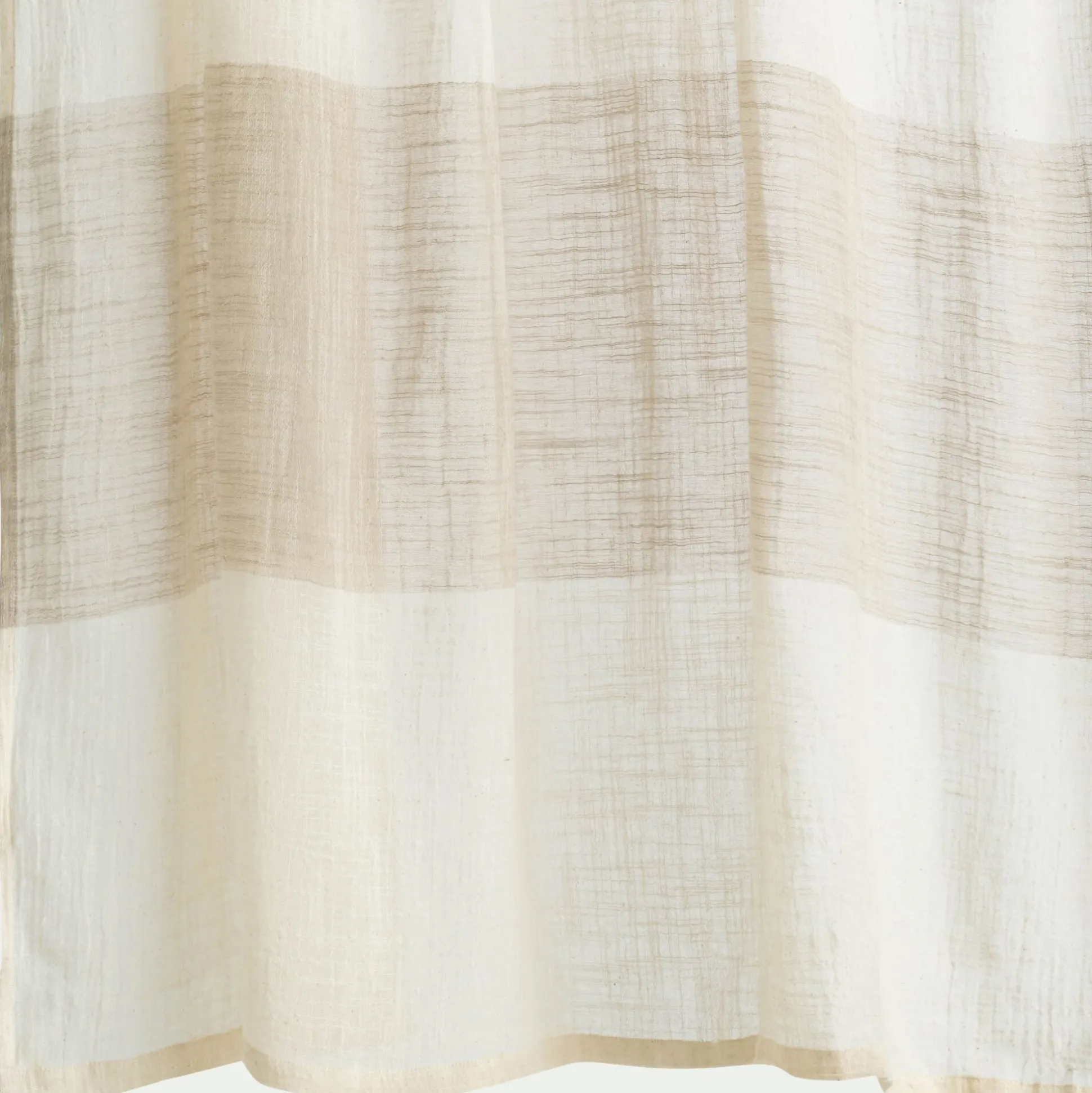 Rideau à nouettes en coton à bande beige 140x250cm - blanc
