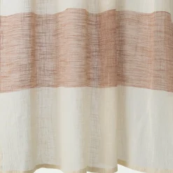 Rideau à nouettes en coton à bande brun rustrel 140x250cm - blanc