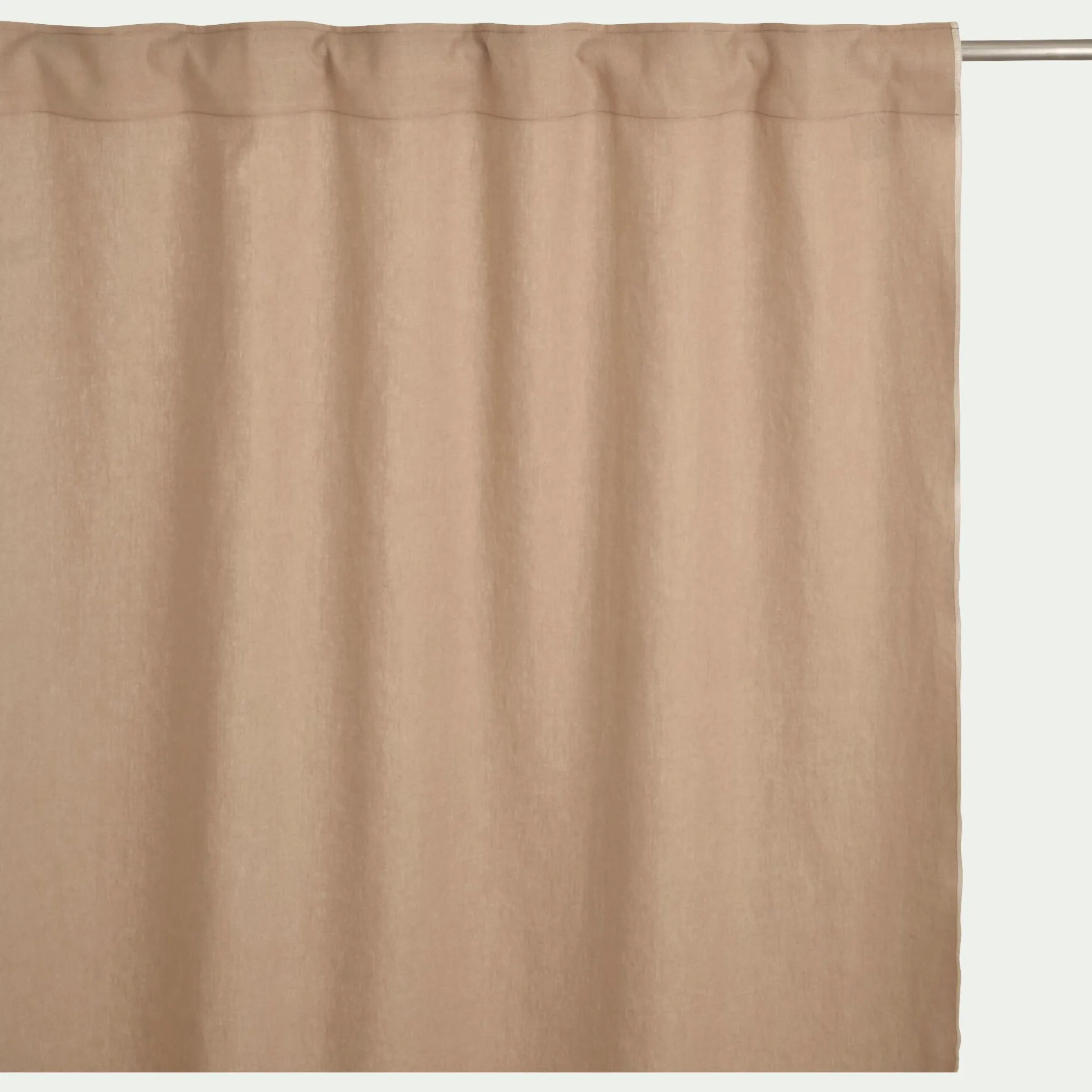 Rideau à passants caché en lin finition point de bourdon 140x250cm - beige corde