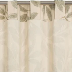 Rideau à passants cachés en coton motif végétal finition franges 135x250cm - vert