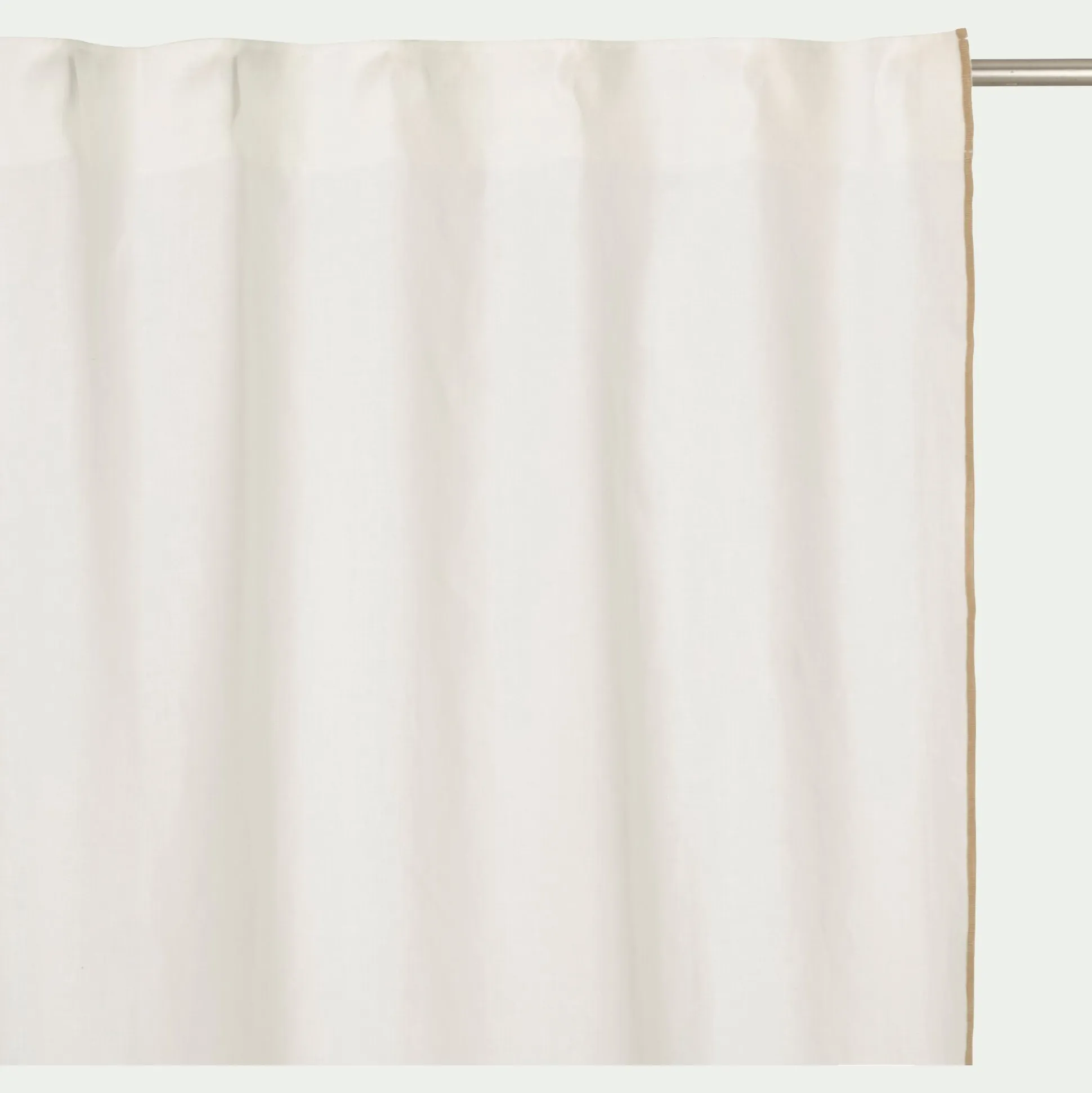 Rideau à passants cachés en lin finition point de bourdon 140x250cm - blanc écru