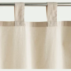 Rideau à passants en coton lavé finition couture 140x250cm - beige