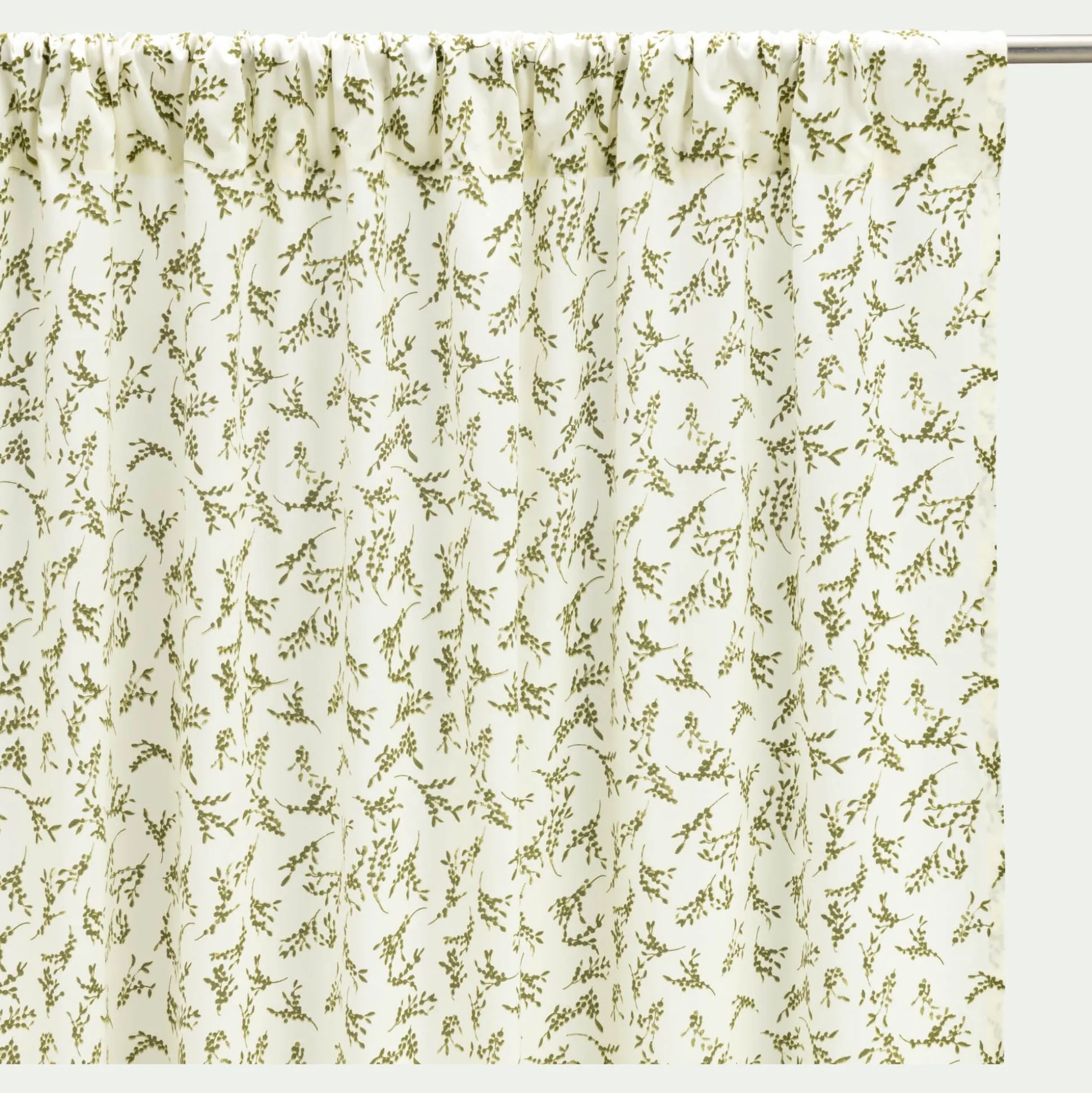 Rideau passe-tringle en coton motif végétal 140x250cm - vert