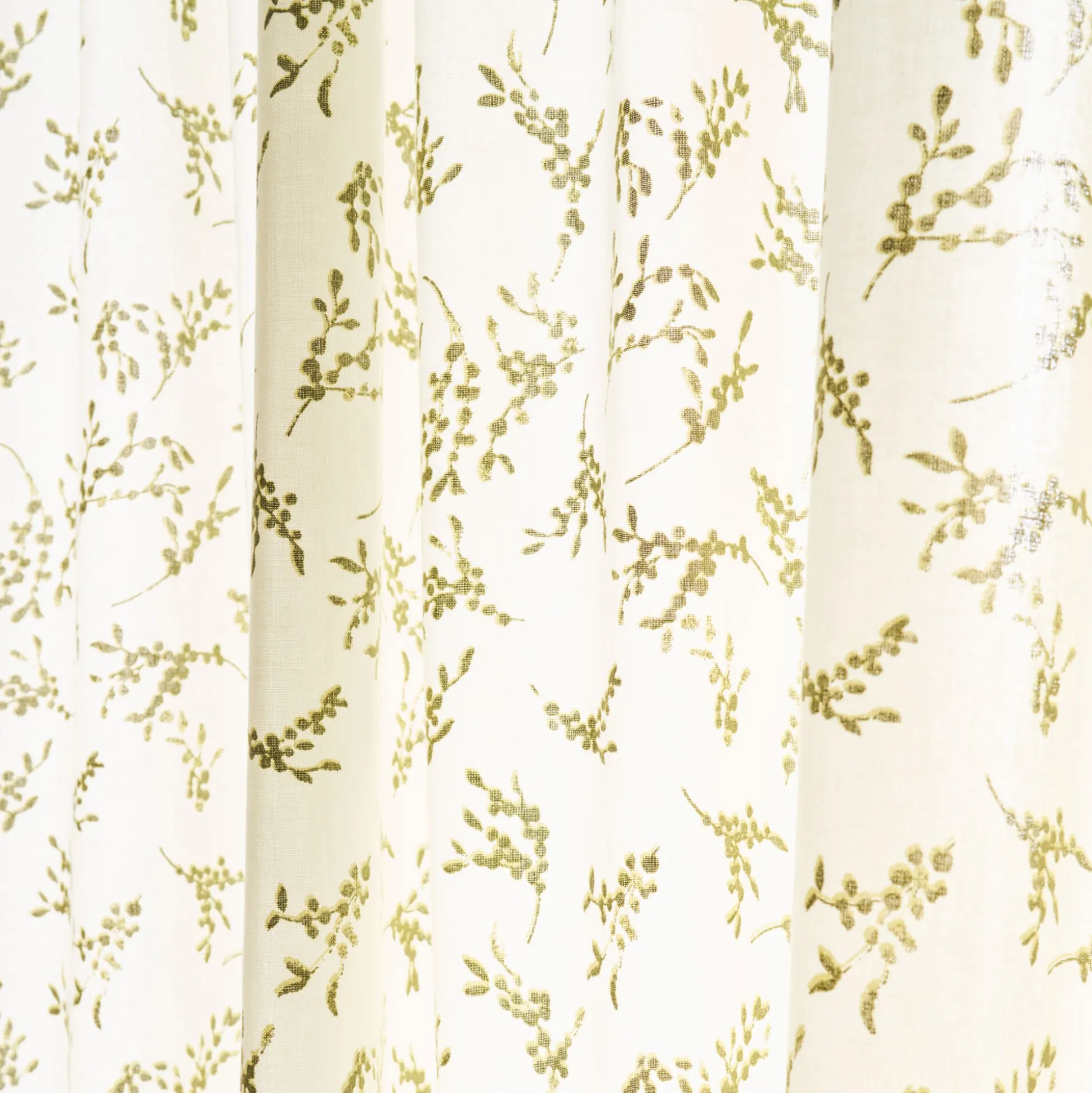 Rideau passe-tringle en coton motif végétal 140x250cm - vert